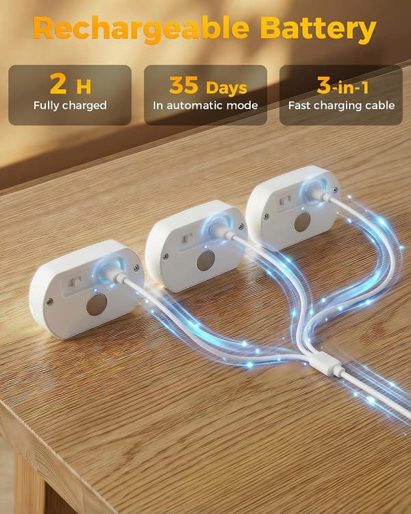 Uppladdningsbara trapplampor med rörelsesensor, batteridrivna, för trappsteg, sovrum, skåp, 6-pack