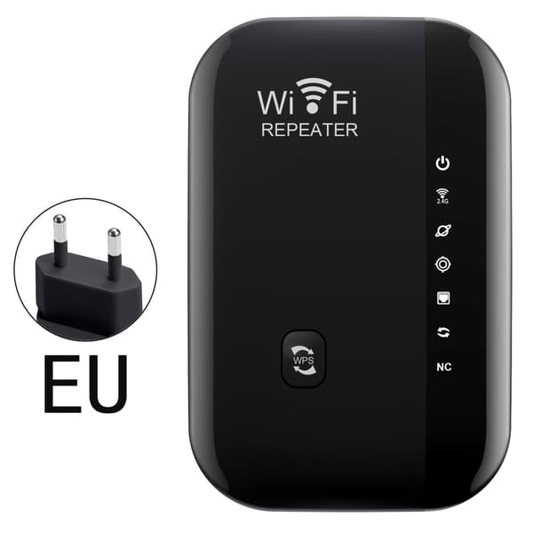Trådløs WiFi Repeater 300Mbps Signalforstærker (med netværkskabel) Sort