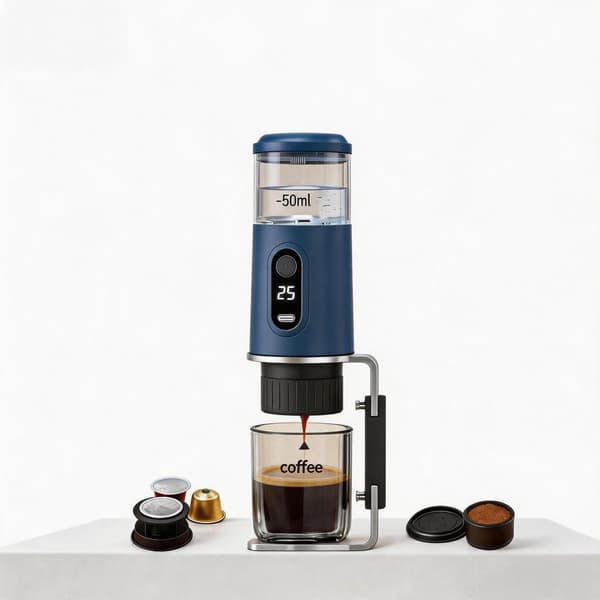 Bärbar espressomaskin, 2600Mha uppladdningsbart batteri Blå Blue