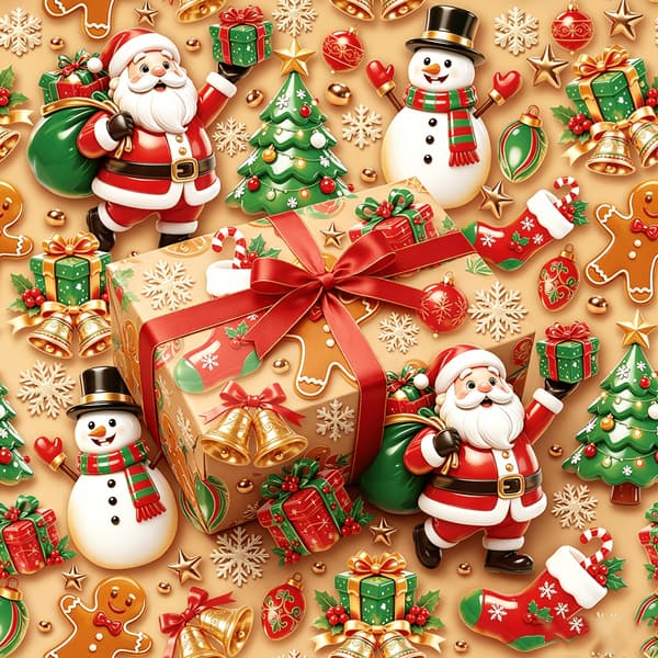 Julklappspapper, presentpapper, 1 rulle (43 x 500 cm) jultomte Santa Claus