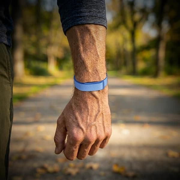 Elastisk nylonöglerem för Google Fitbit Air, flätat sportarmband med kardborreband, blå Blue