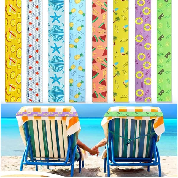 Strandstol Handduksremmar, 8-pack - 40Cm X 5Cm Elastiskt Band Figur 3 Figure 3