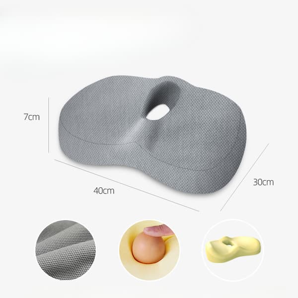 Trykkavlastende memory foam-pute for halebeinsmerter (grå)