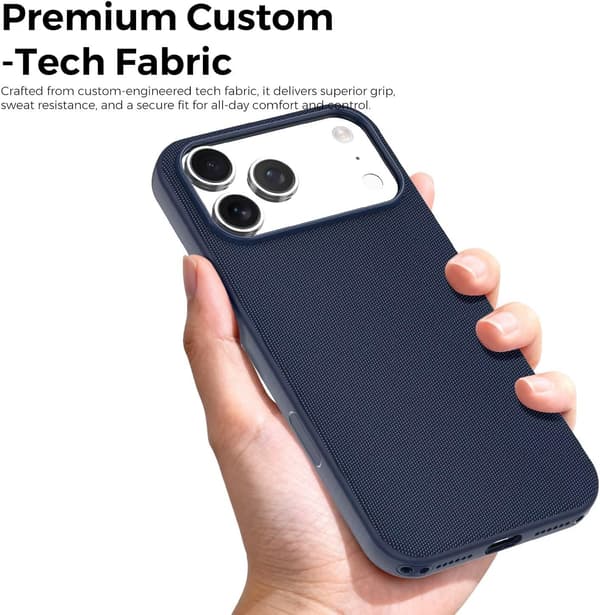 Etui til iPhone 17 Pro Max, premium vævet teksturfinish, faldresistent og stødabsorberende mørkeblå dark blue