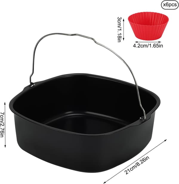 20 cm Airfryer Kageform med 6 Muffinsforme