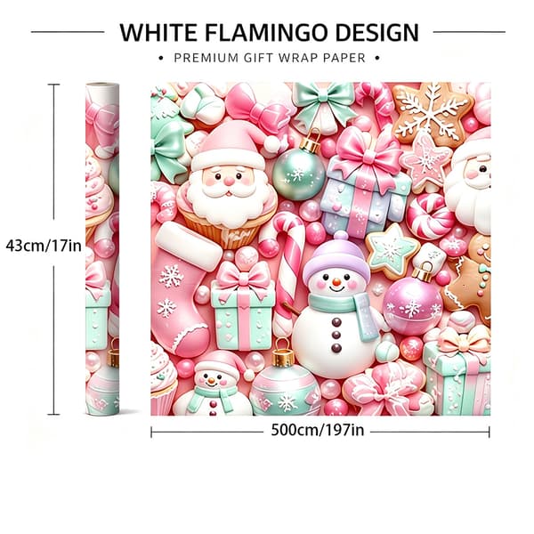 Julklappspapper, presentpapper, 1 rulle (43 x 500 cm) Snöflinga glass Snowflake ice cream