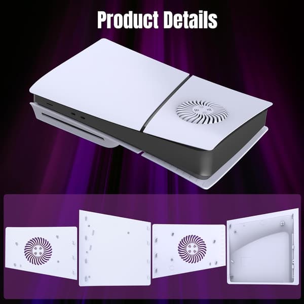 Ultratyndt ventileret køledæksel til PS5 -2.0 Slim (Disc Edition) Hvid White