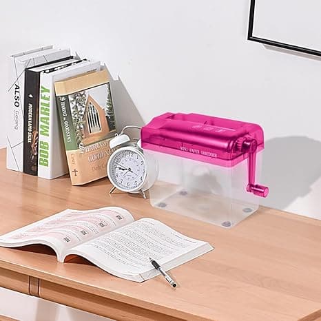 Håndholdt makulator, egnet til A6-papirdokumenter (pink)
