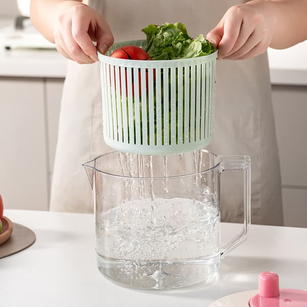 Salladsdehydrator - med inbyggt dräneringssystem Rosa