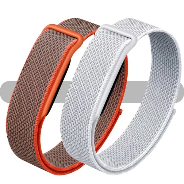 2-pak nylonurremme til Google Fitbit Air, åndbare udskiftningsremme brun og sølv Brown and Silver