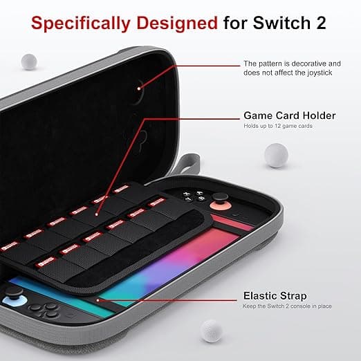 Ultratyndt etui til Nintendo Switch 2 med 12 spilkortpladser Grå Gray