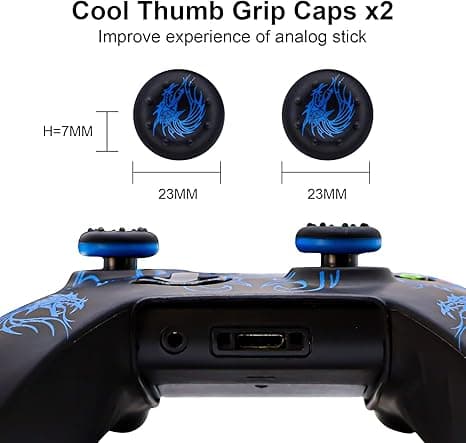 Etui til Xbox One-controller, inkluderer to tommelfingergrebshætter blå blue