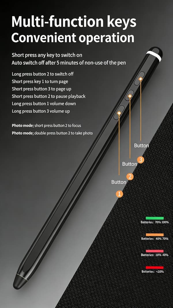 Universal stylus för iPad (A16) 2025 (11:e generationen), med anti-misstryckfunktion (med Bluetooth) Vit