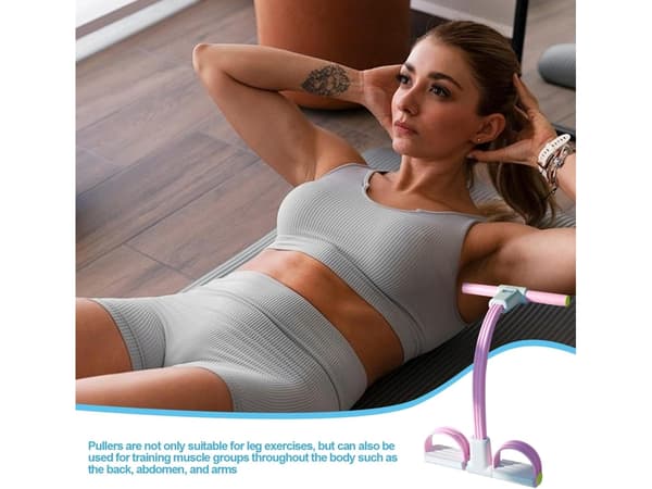 Elastisk motstandsbånd med pedal, 6 rør, for Pilates-trening rosa pink