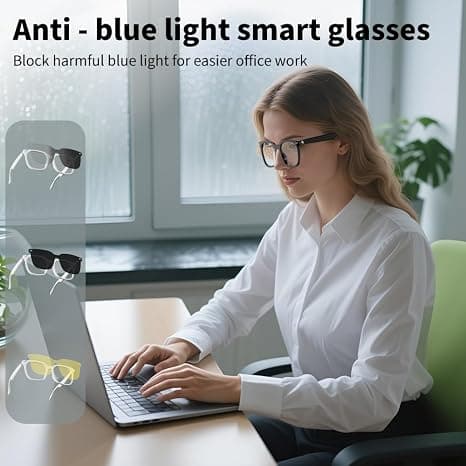 AI smarte briller, Bluetooth-forbindelse til en app, realtidsoversættelse, opkald og musikafspilning Hvid White