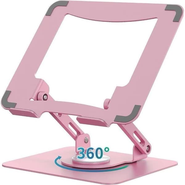 Notebook-stativ med 360° dreibar base, ergonomisk tilpasset notebooks fra 10\" til 17\" Rosa
