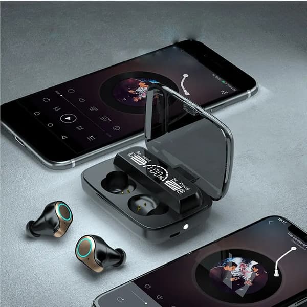 True Wireless Bluetooth-hörlurar M18 TWS trådlös fingeravtrycksberöring med laddningsbox