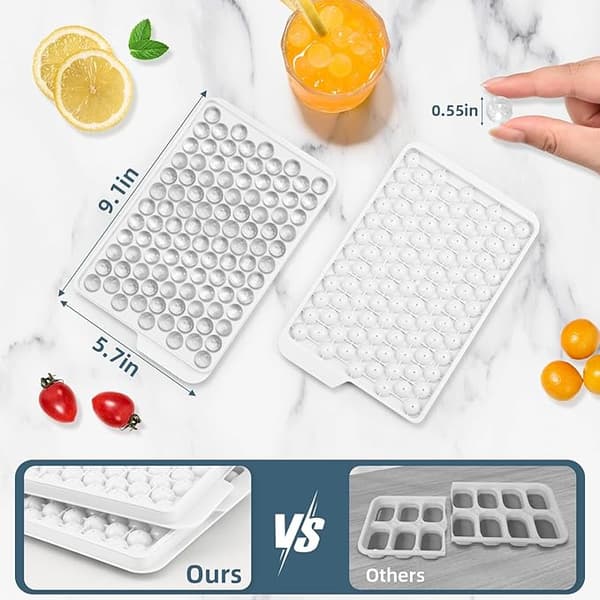 Mini-isbitsformar - 1,4 cm små \"sten\"-isbitar, för att göra iskaffe och cocktails (4-pack) white
