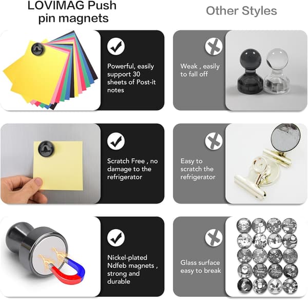 Kylskåpsmagneter (12-pack) för skåp och whiteboards (svarta)