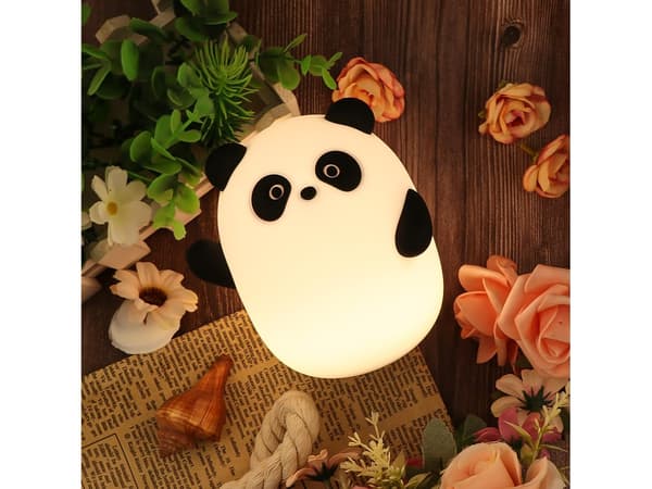 Panda nattlys for barn Søt silikon Panda lampe Berøringskontroll 3 lysmoduser Timer USB ladbart