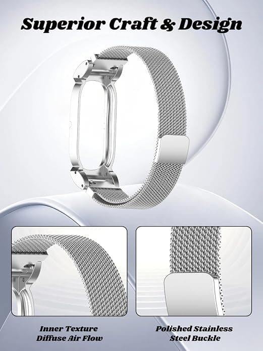 Magnetisk Milanese Loop-rem til Google Fitbit Air, hudvennlig rustfritt stålnett, svart Black