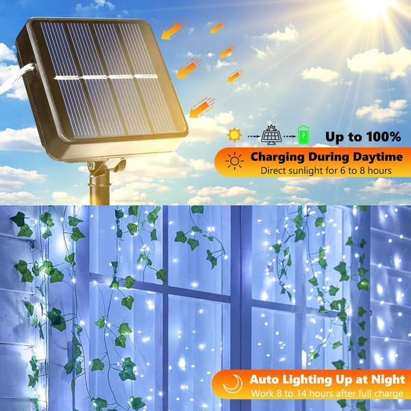 Utomhus solcellsslinga, 22 m – 200 vita LED-lampor White