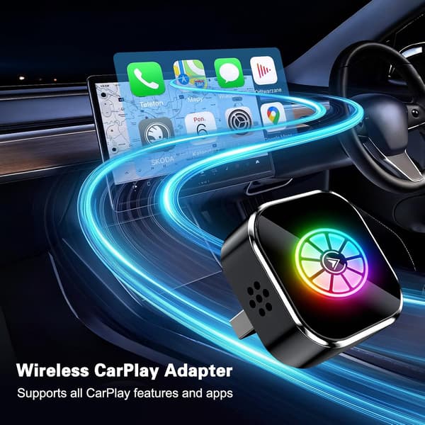 2026 Model 2-i-1 Trådløs CarPlay og Android Auto Adapter Orange Orange