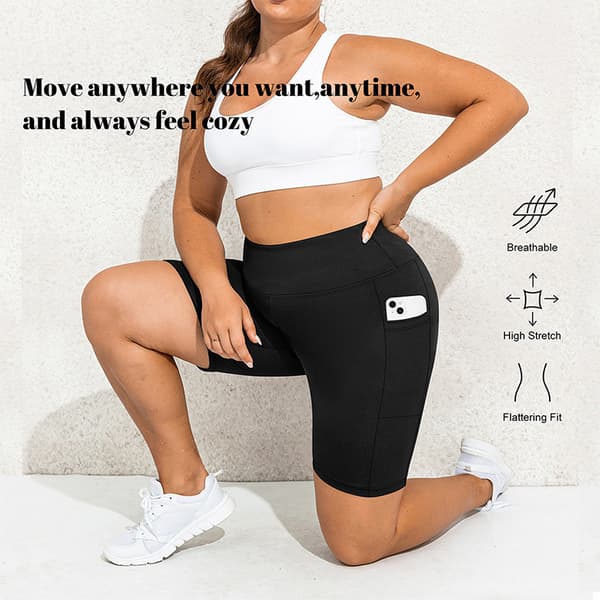 Naisten Plus-koon Joogashortsit - Taskuilla - 2XL Vaaleanharmaa Light Gray