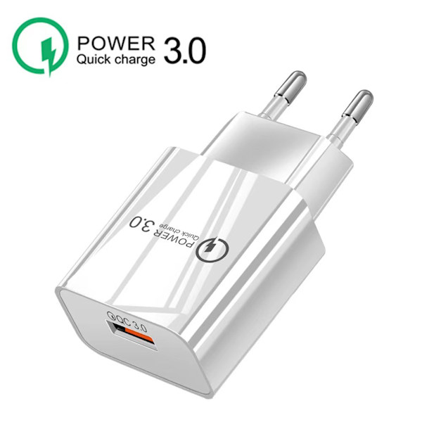 QC 3.0 5V/3A USB Vegglader Hvit