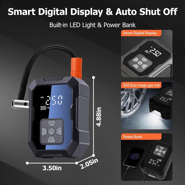 Kannettava johdoton ilmapumppu - 12V 150 PSI johdoton ilmapumppu LED-valolla