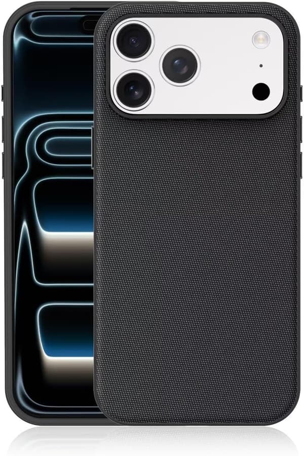 Etui til iPhone 17 Pro Max, premium vævet-tekstur finish, faldresistent og stødabsorberende sort black