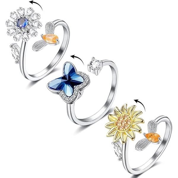 Fidget Spinner Ring Set för kvinnor (3-pack) A