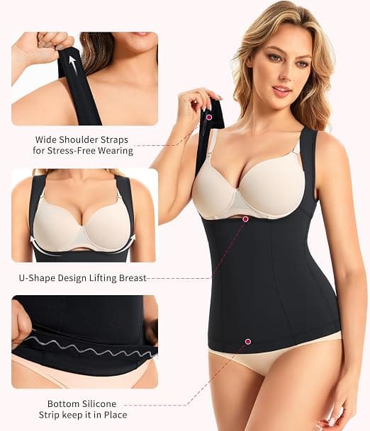Dame mavekontrol shapewear, kompressionsvest sort M black M