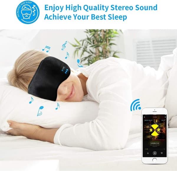 Bluetooth-urheilukuulokkeet unimaski 3D Bluetooth-musiikki silmämaski harmaa