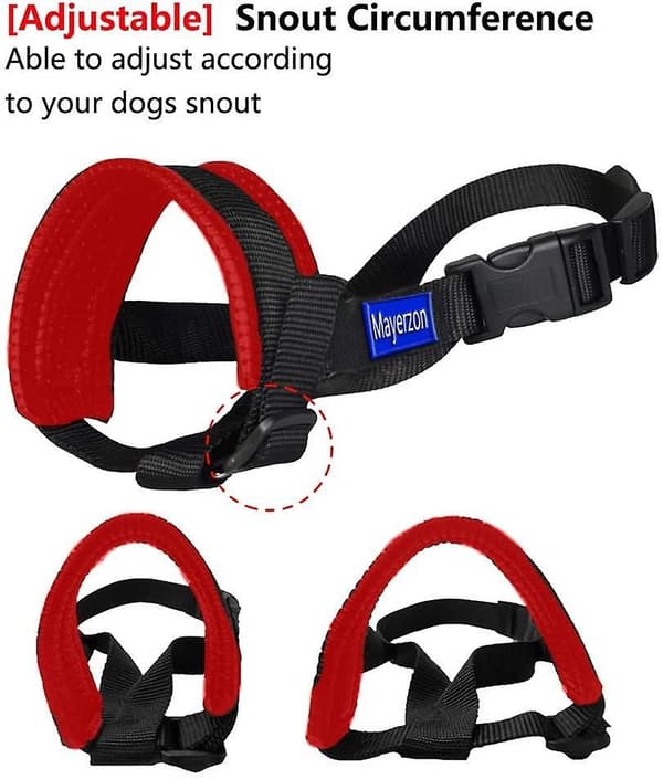 Hundemundkurv Nylon Blød Polstring, Justerbar Strop, Sort red XXL