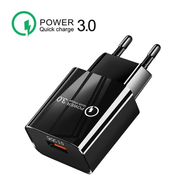 QC 3.0 5V/3A USB-seinälaturi, musta