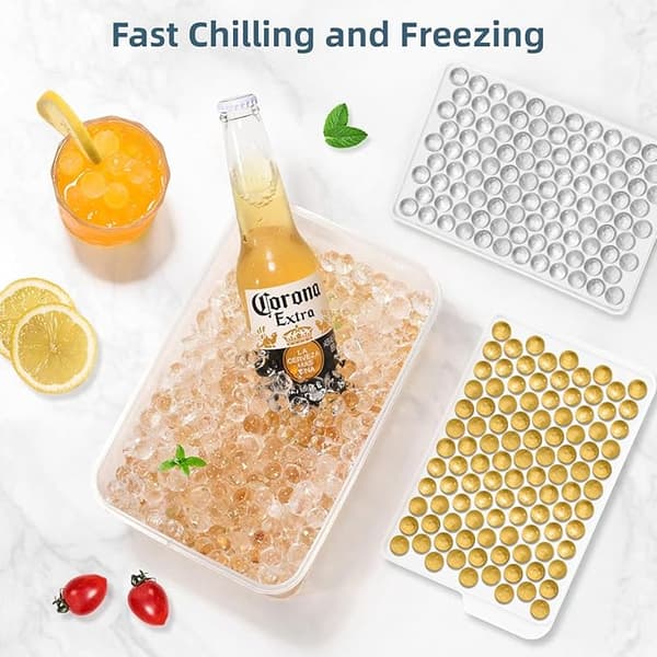 Mini-isbitsformar - 1,4 cm små \"sten\"-isbitar, för att göra iskaffe och cocktails (4-pack) white