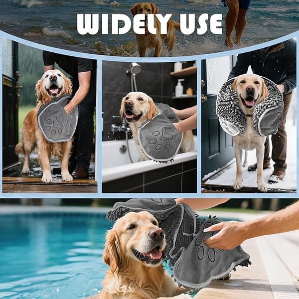 Håndkle til hund, mikrofiber superabsorberende badehåndkle til hund, egnet for store og små tørre hunder grå gray