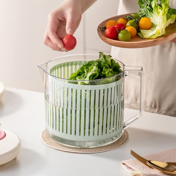 Salladsdehydrator - med inbyggt dräneringssystem Rosa