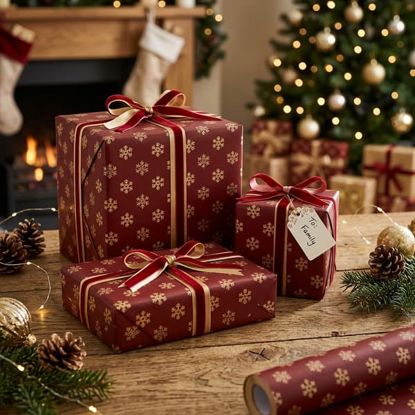 Julklappspapper på rulle, perfekt för jul- och födelsedagspresenter