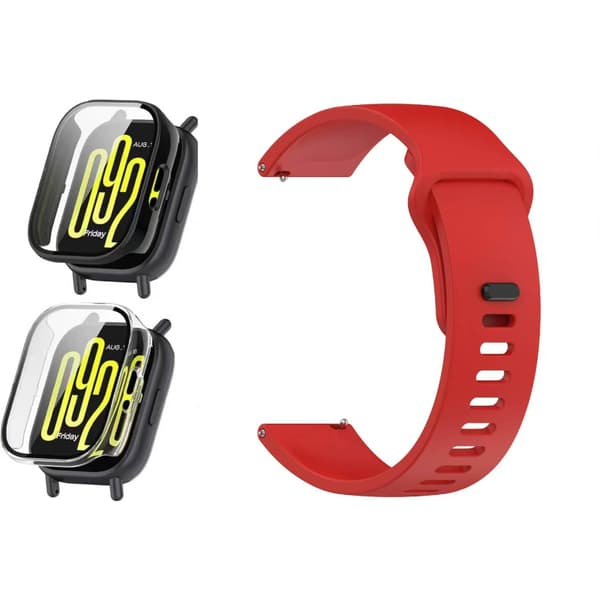 3-in-1 näytönsuoja- ja rannekesarja Redmi Watch 5 Active Red -kellolle Red