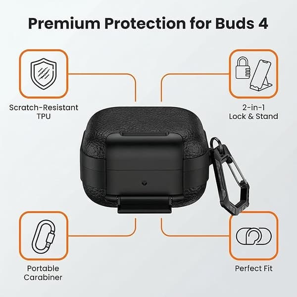 Etui til Samsung Galaxy Buds 4 / Galaxy Buds 4 Pro, med integrert telefonholder og solid karabinkrok Blue