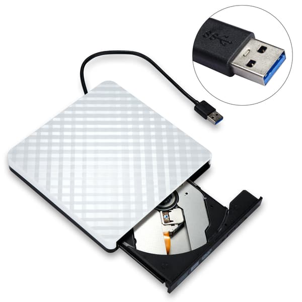 Bärbar USB 3.0 Extern DVD-brännare Vit