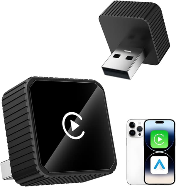 2026 Model Trådløs CarPlay & Android Auto Adapter til iPhone/Android – Plug-and-Play Automatisk Forbindelse Sort Black