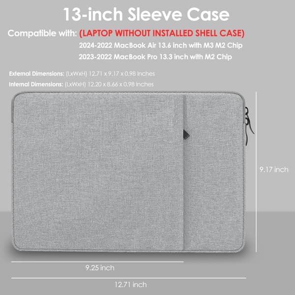 Laptopväska 13\" Enkel Laptop Canvasväska Grå