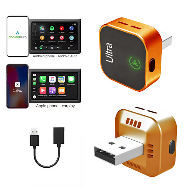 Langaton CarPlay-sovitin – Plug and play Apple iPhone- ja Android-puhelimille