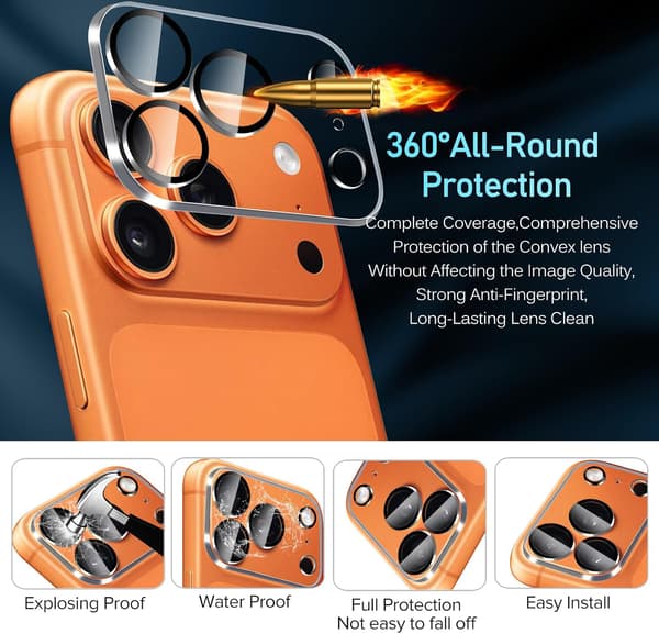 Linsskydd i härdat glas för iPhone 17 Pro (4-pack)