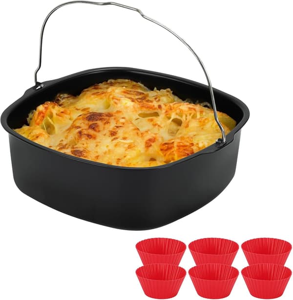 20 cm Airfryer Kageform med 6 Muffinsforme