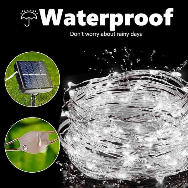 Utomhus solcellsslinga, 22 m – 200 vita LED-lampor White
