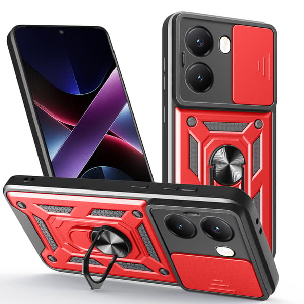 Deksler til Xiaomi Poco X6, Skyvbart kameralinsedeksel red